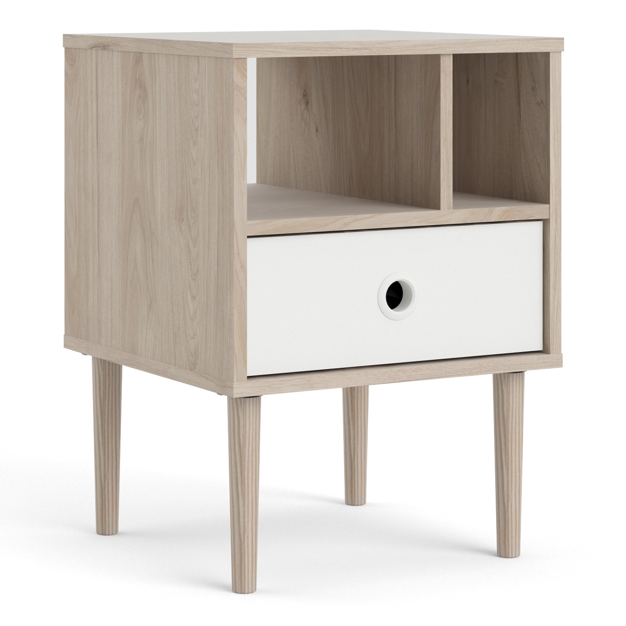 Rome Bedside 1 Drawer in Jackson Hickory Oak with White