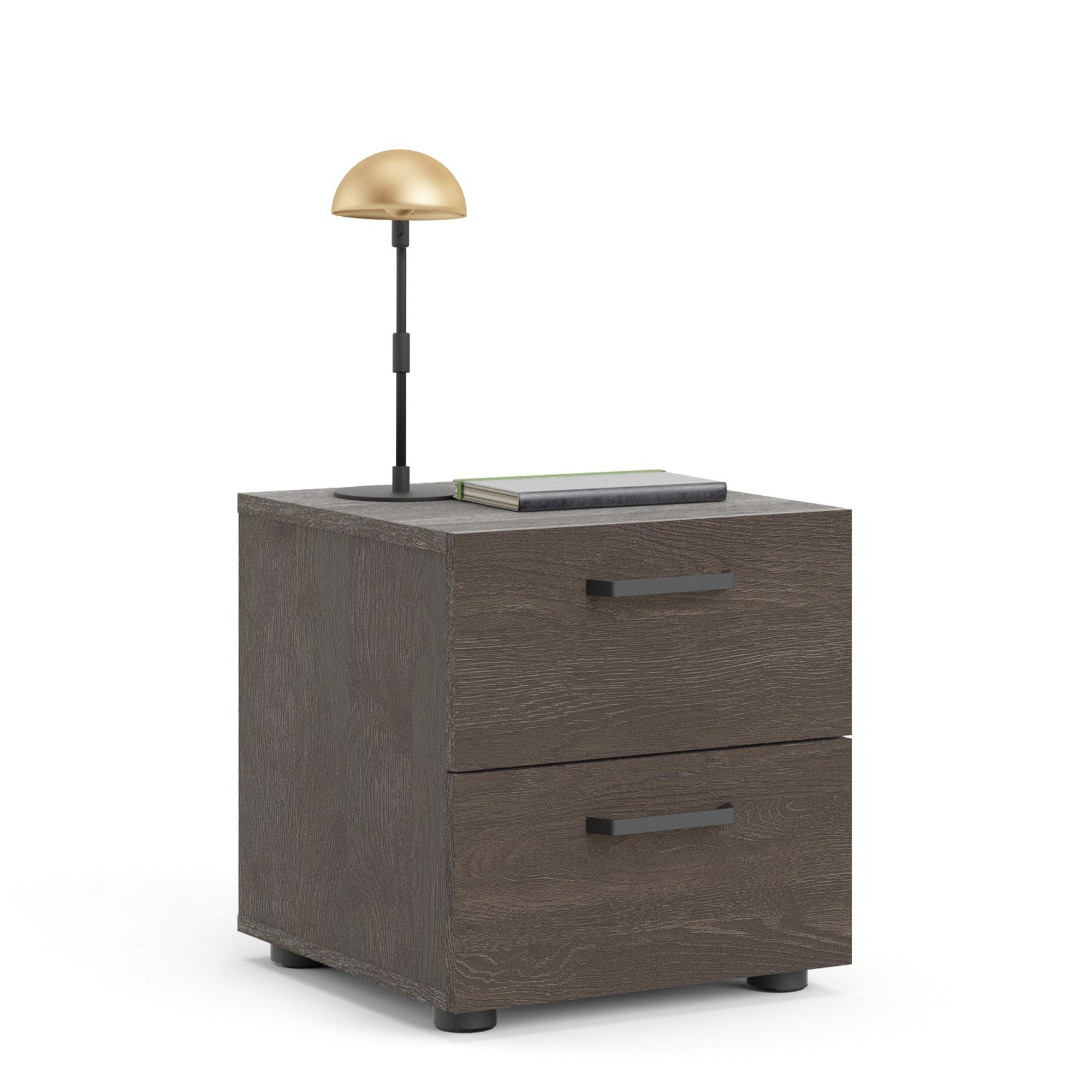 Austin Nightstand 2 drawers Rovere Gessato Dark Oak