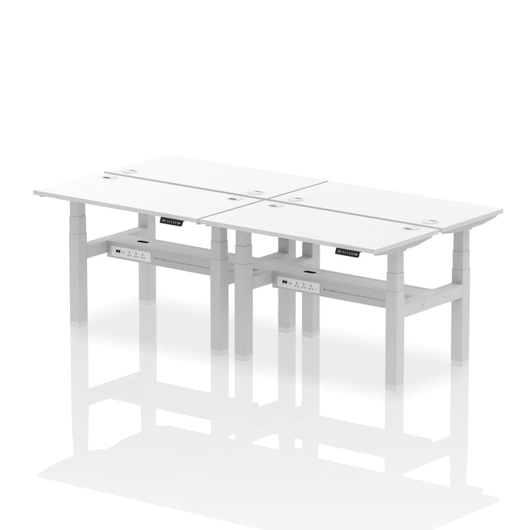 Air Back-to-Back Slimline Height Adjustable Bench Desk - 4 Person