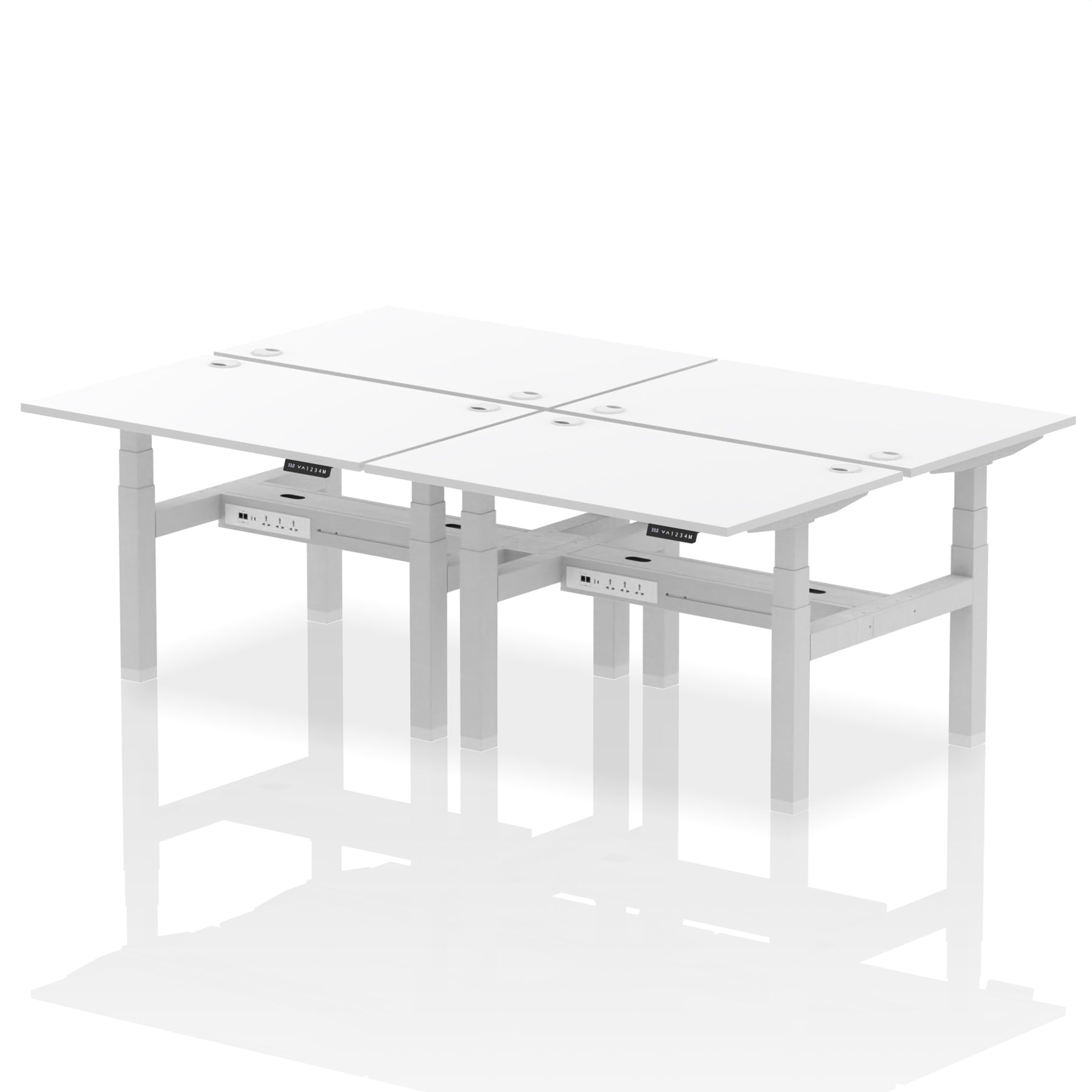 Air Back-to-Back Height Adjustable Bench Desk - 4 Person