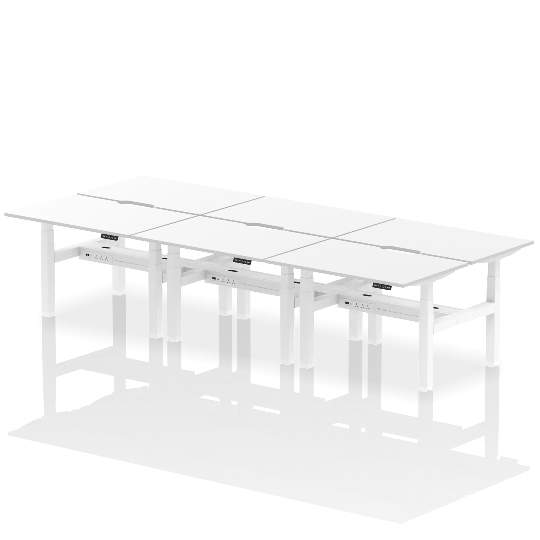 Air Back-to-Back Scalloped Edge Height Adjustable Bench Desk - 6 Person