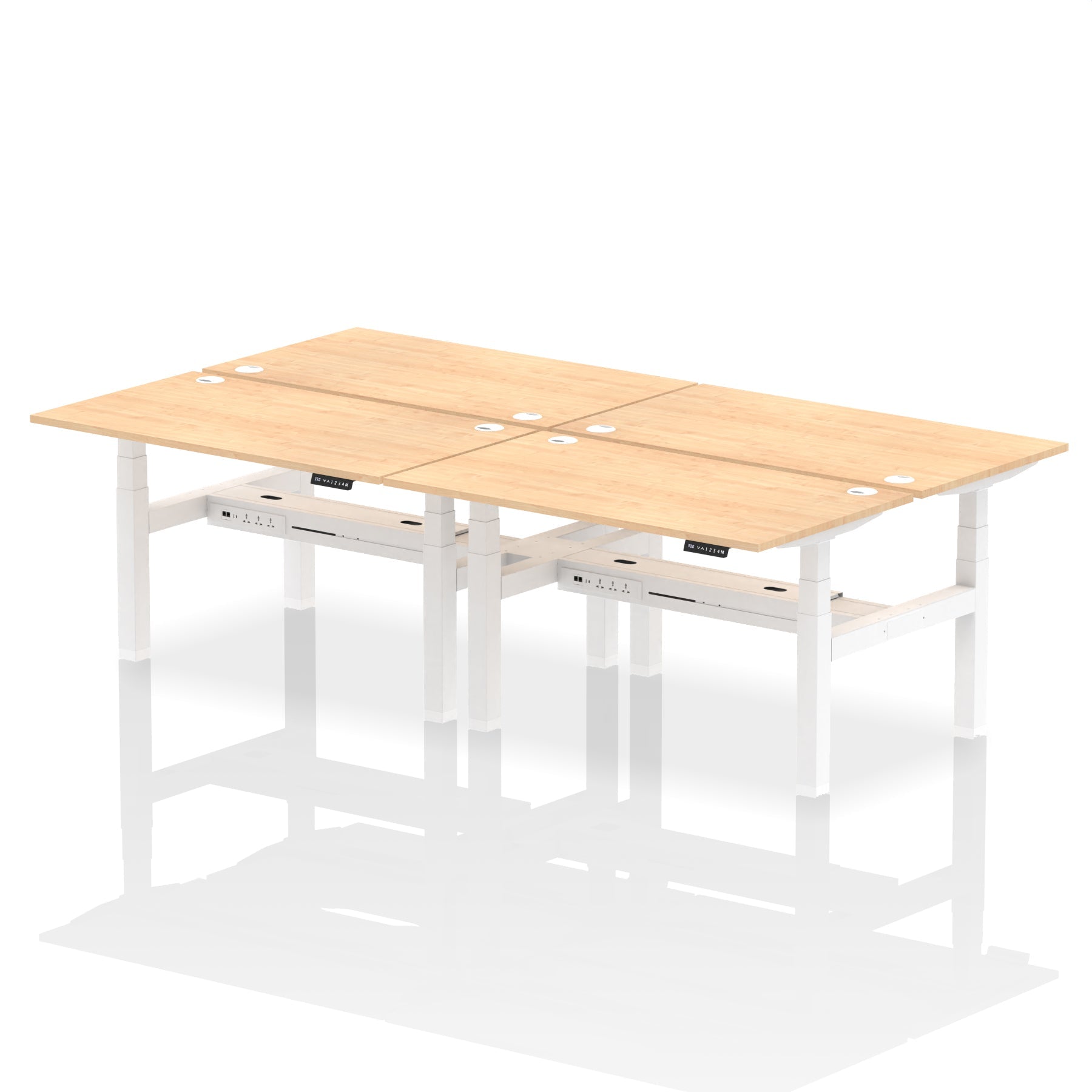 Air Back-to-Back Height Adjustable Bench Desk - 4 Person