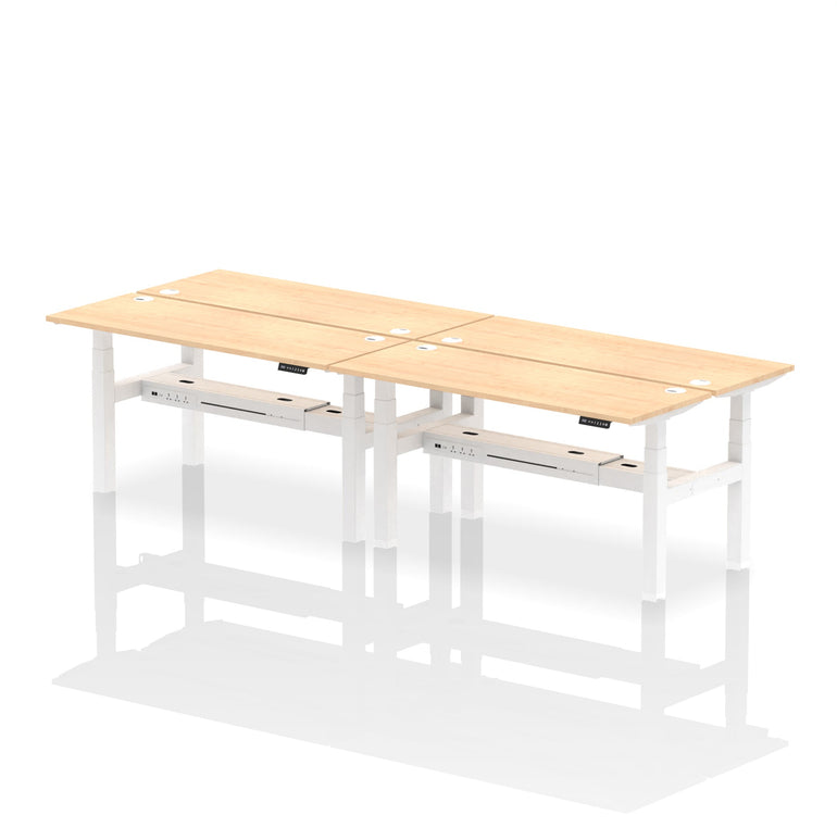 Air Back-to-Back Slimline Height Adjustable Bench Desk - 4 Person