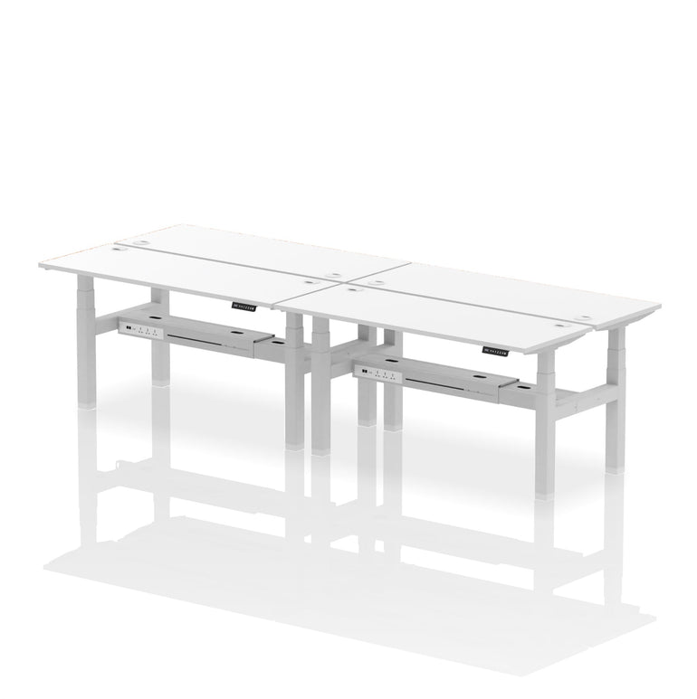 Air Back-to-Back Slimline Height Adjustable Bench Desk - 4 Person