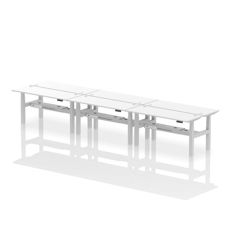 Air Back-to-Back Slimline Height Adjustable Bench Desk - 6 Person