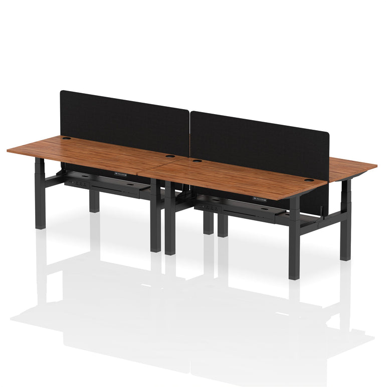 Air Back-to-Back Height Adjustable Bench Desk - 4 Person with Black Straight Screen