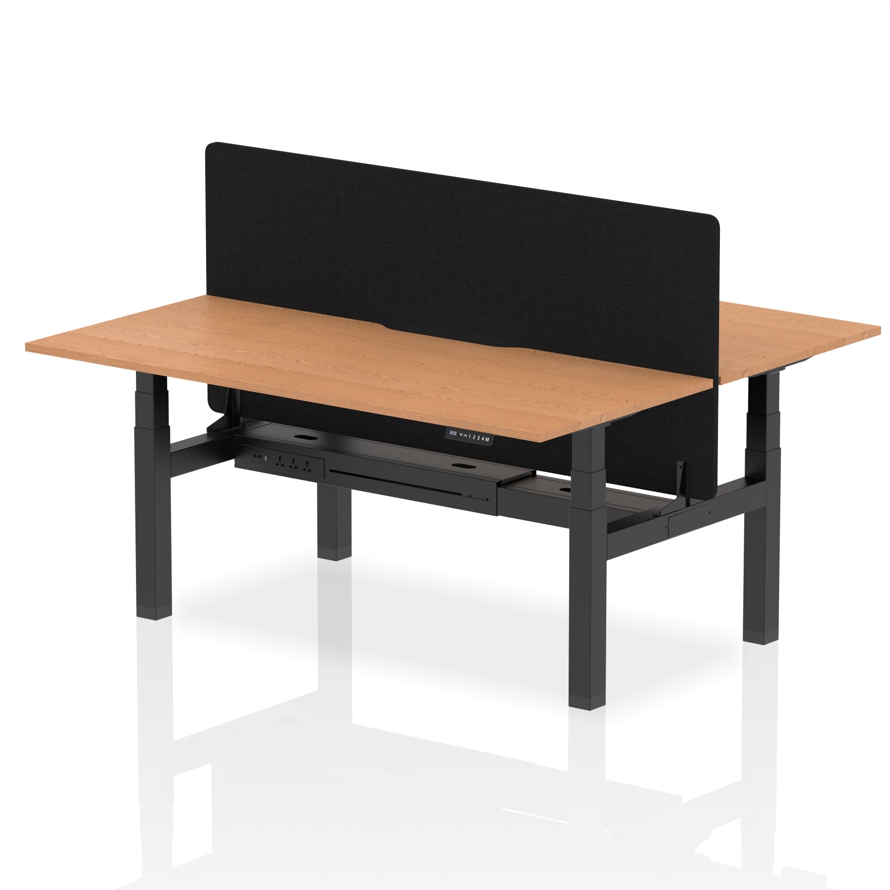 Air Back-to-Back Scalloped Edge Height Adjustable Bench Desk - 2 Person with Black Straight Screen