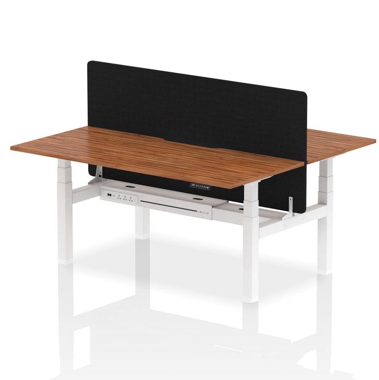 Air Back-to-Back Scalloped Edge Height Adjustable Bench Desk - 2 Person with Black Straight Screen