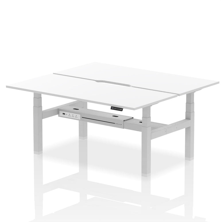 Air Back-to-Back Scalloped Edge Height Adjustable Bench Desk - 2 Person