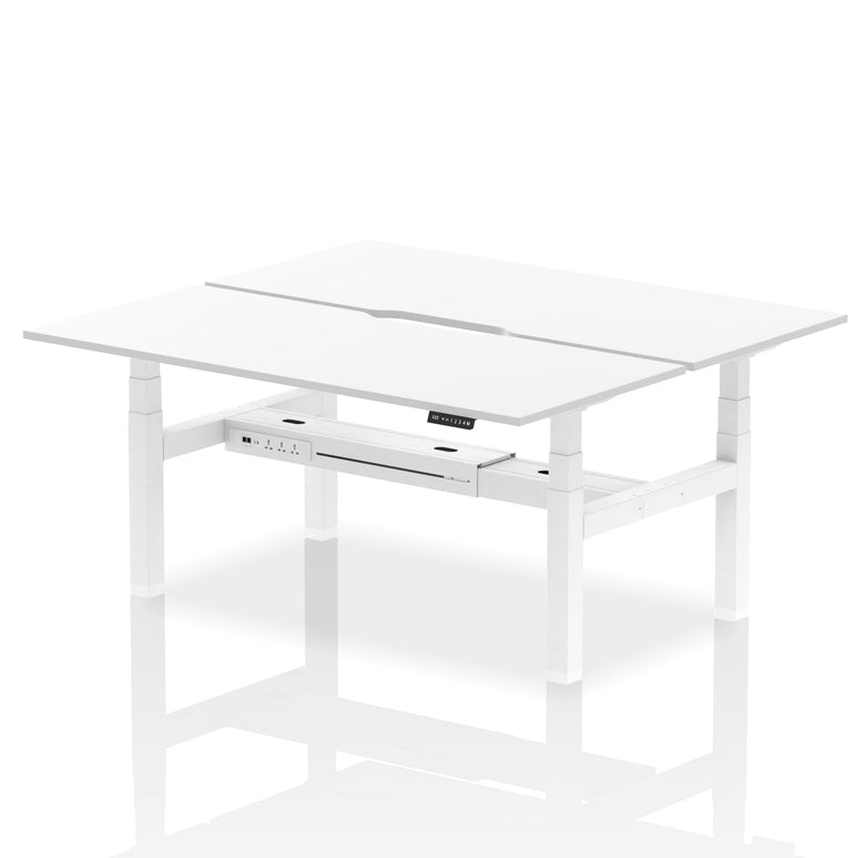 Air Back-to-Back Scalloped Edge Height Adjustable Bench Desk - 2 Person