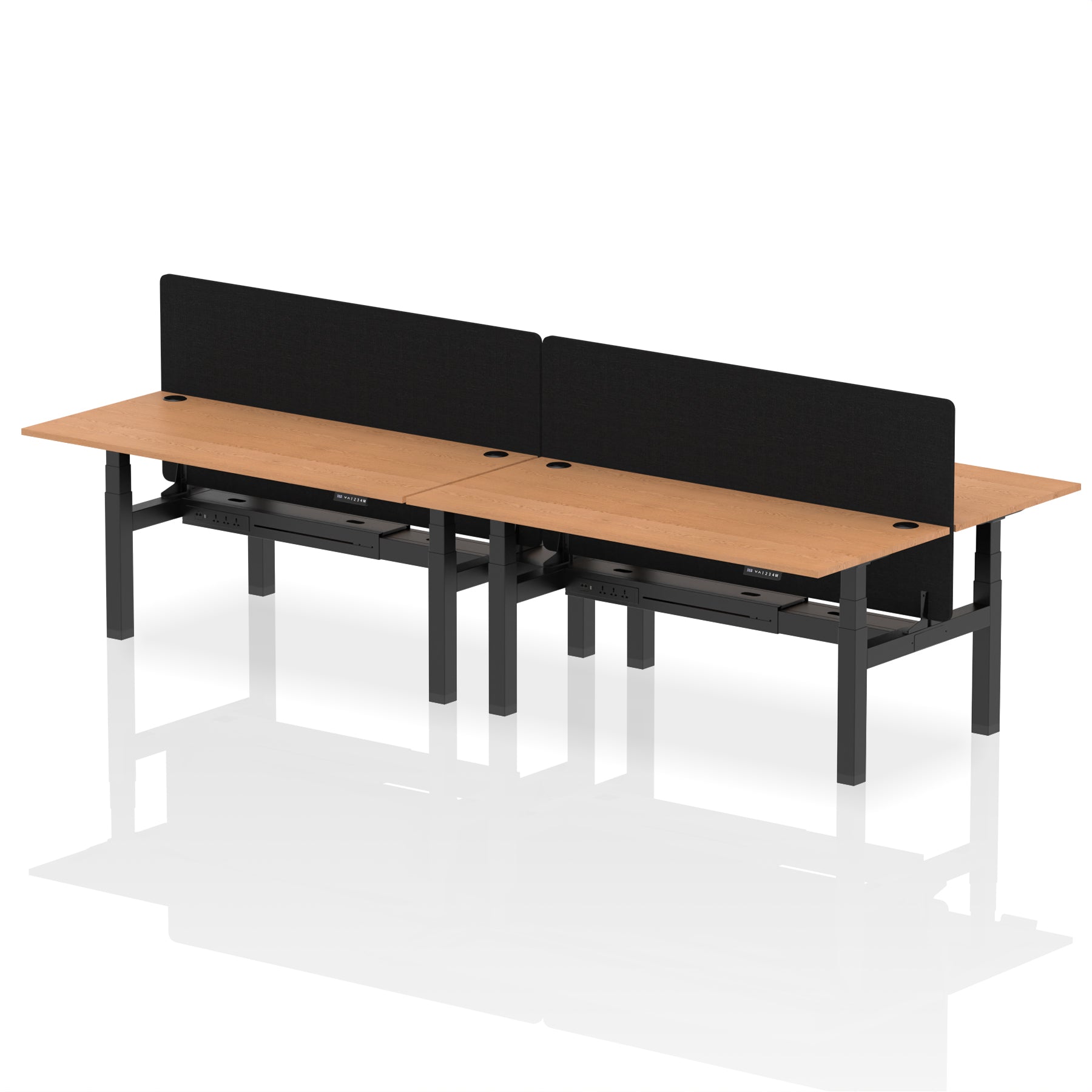 Air Back-to-Back Height Adjustable Bench Desk - 4 Person with Black Straight Screen