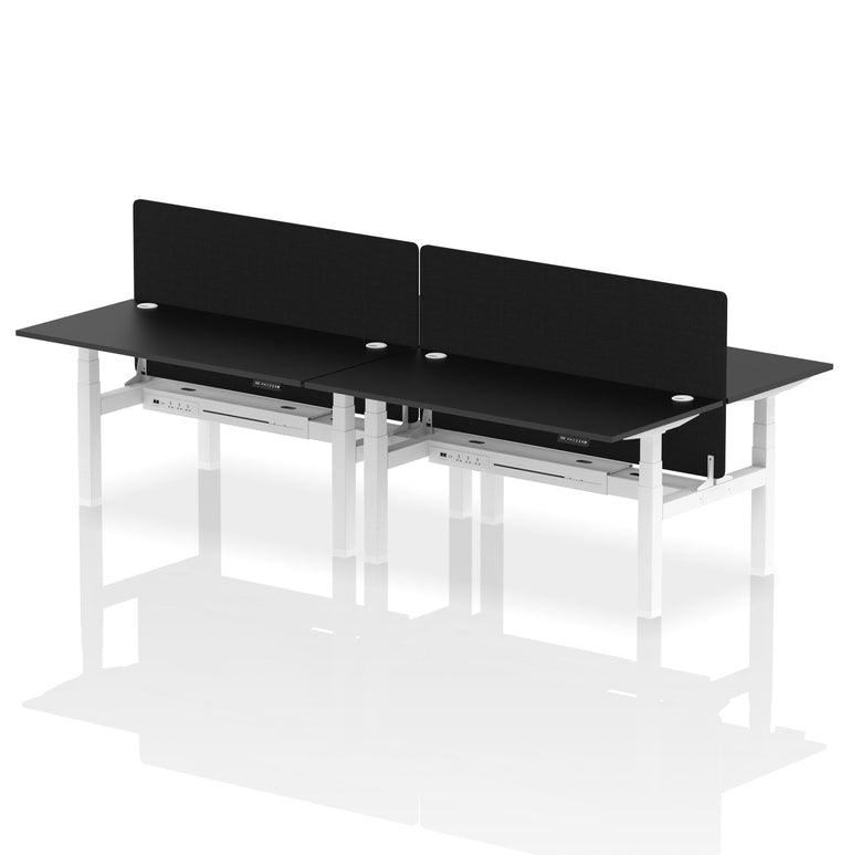 Air Back-to-Back Height Adjustable Bench Desk - 4 Person with Black Straight Screen