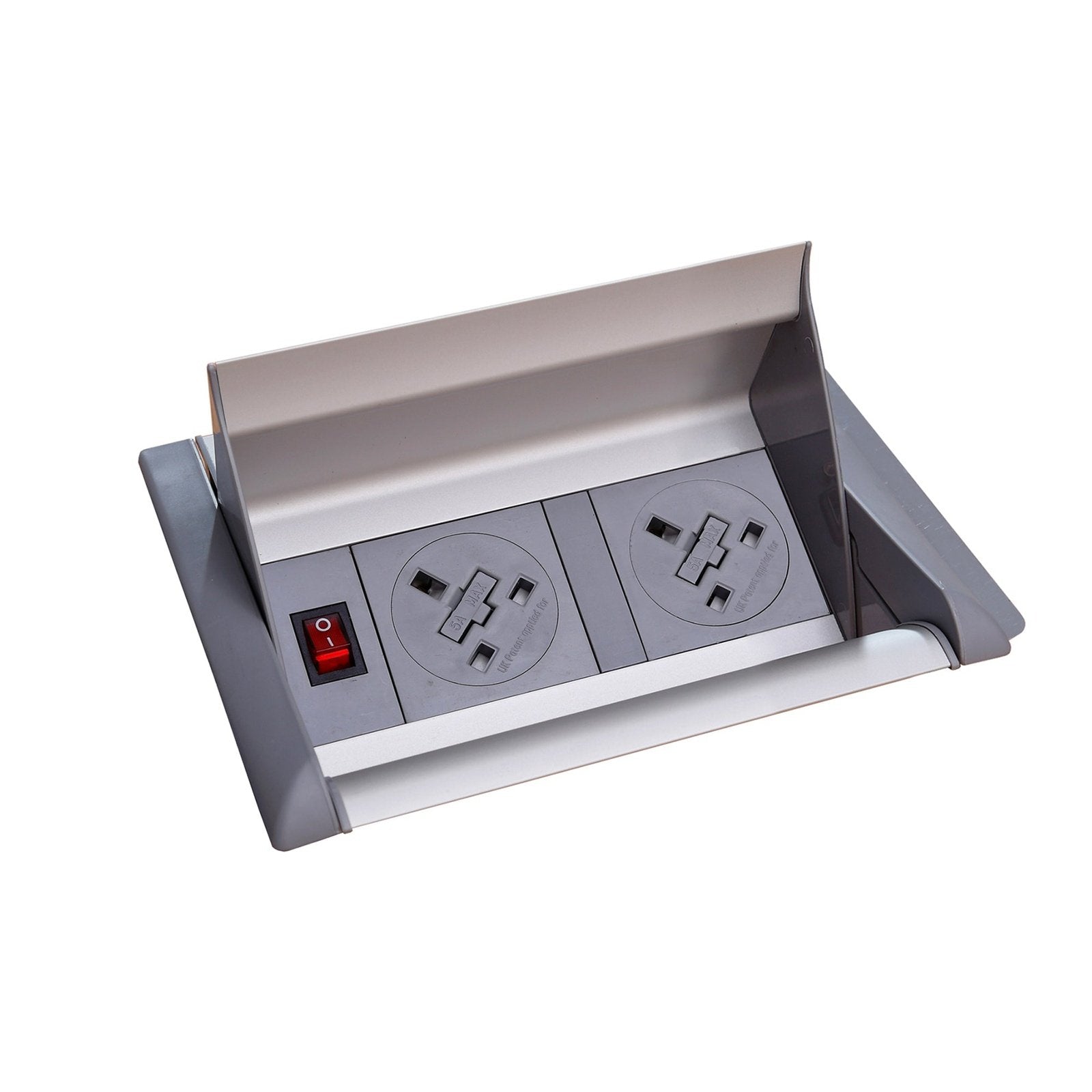 Aero fliptop in-table power module 2 x UK sockets - grey/silver - Office Products Online