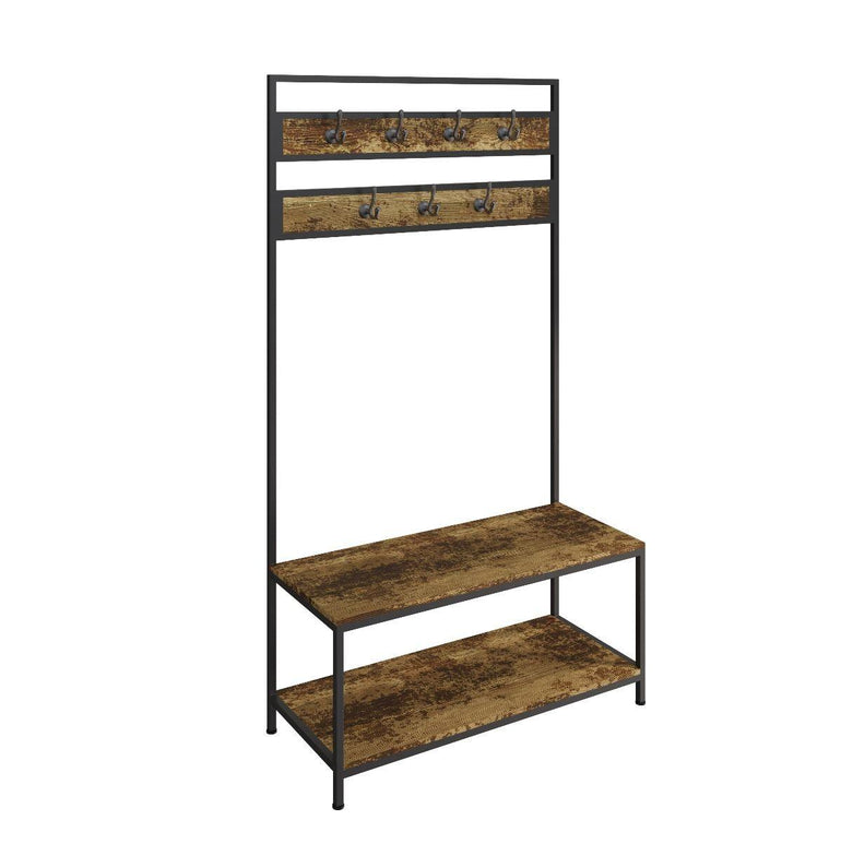 Bala Rustic Oak Coat Rack Bench Shelf allhomely