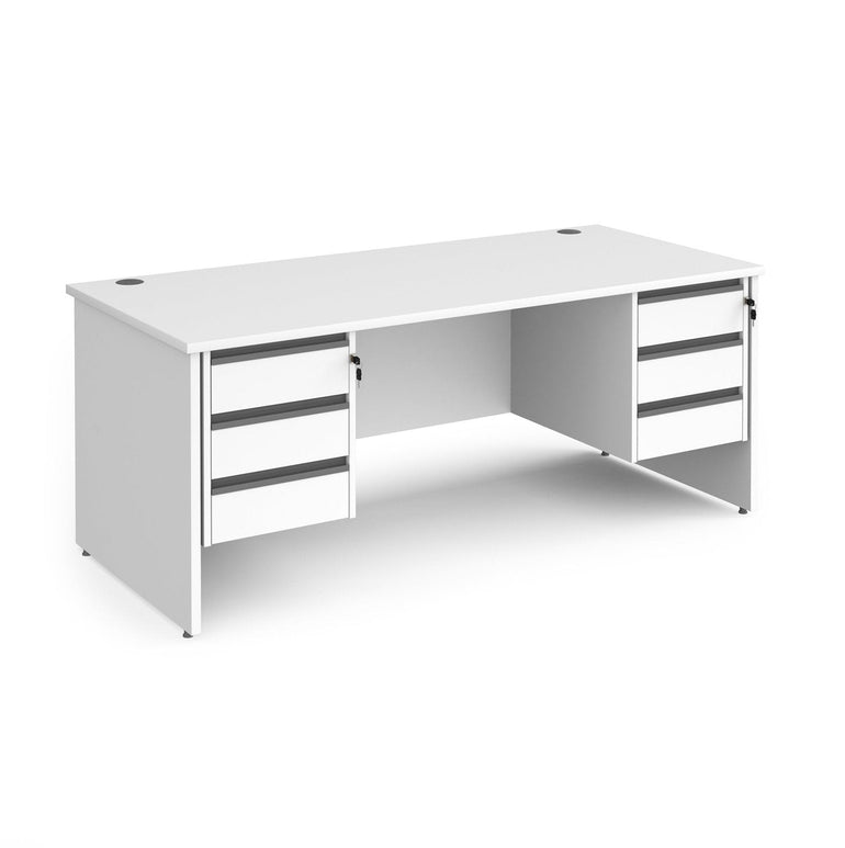 Contract 25 straight desk with 3 drawer pedestals and panel leg - Office Products Online