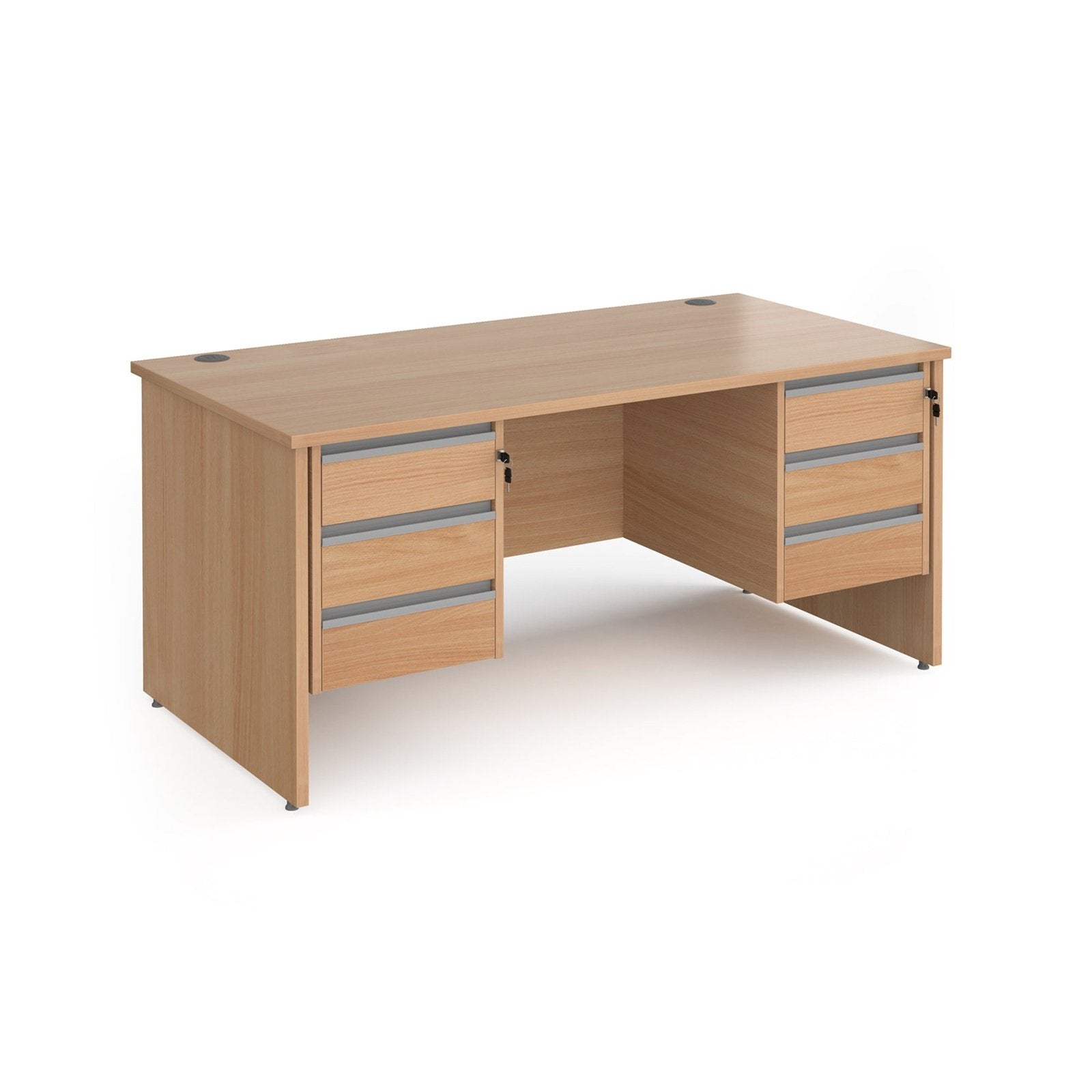 Contract 25 straight desk with 3 drawer pedestals and panel leg - Office Products Online