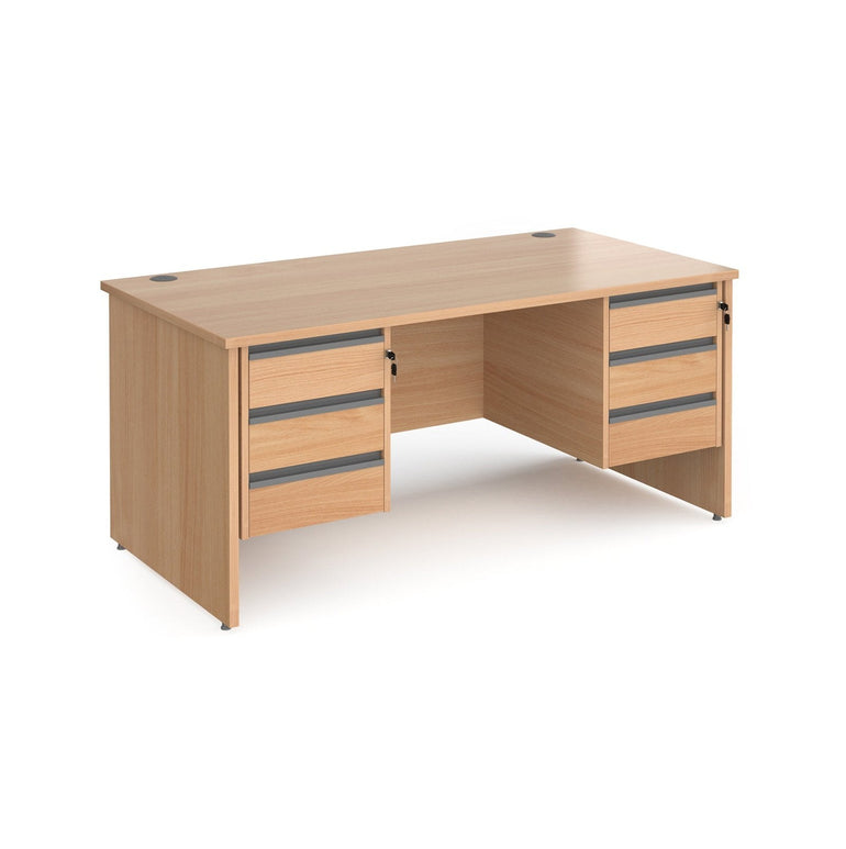 Contract 25 straight desk with 3 drawer pedestals and panel leg - Office Products Online