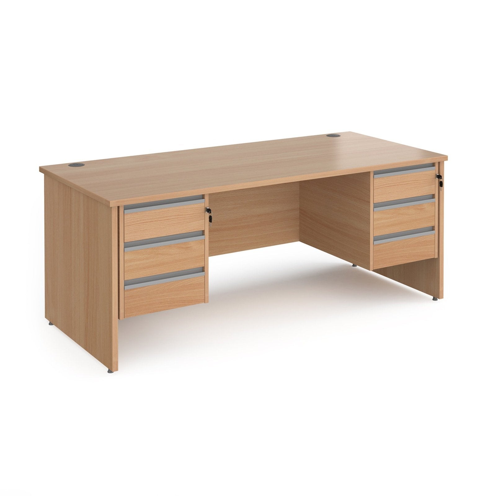 Contract 25 straight desk with 3 drawer pedestals and panel leg - Office Products Online