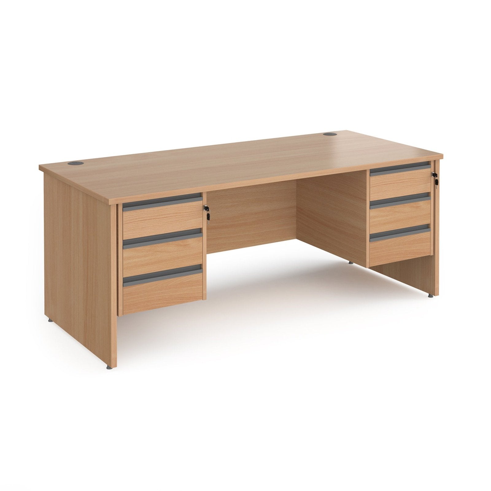 Contract 25 straight desk with 3 drawer pedestals and panel leg - Office Products Online