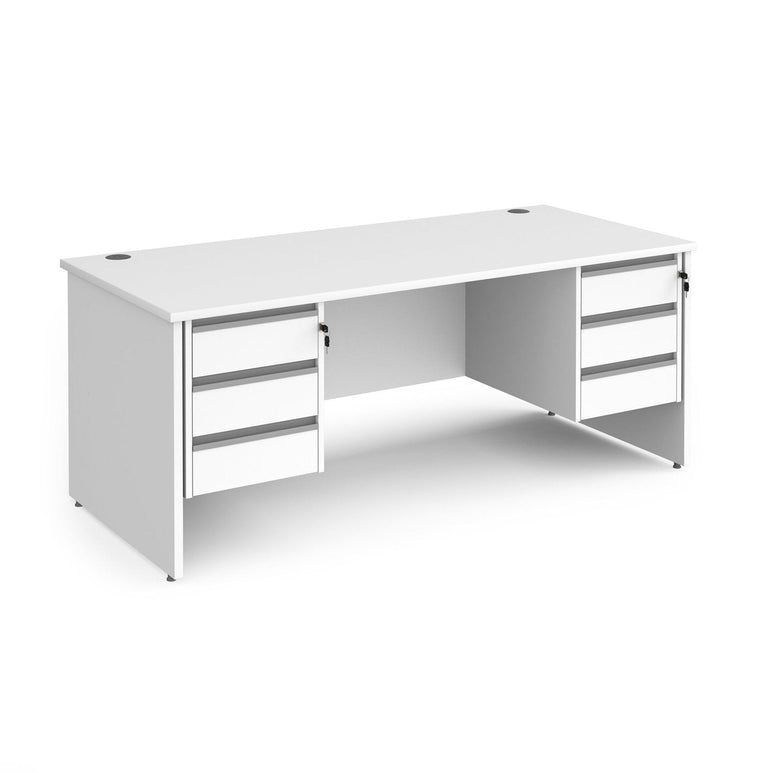 Contract 25 straight desk with 3 drawer pedestals and panel leg - Office Products Online