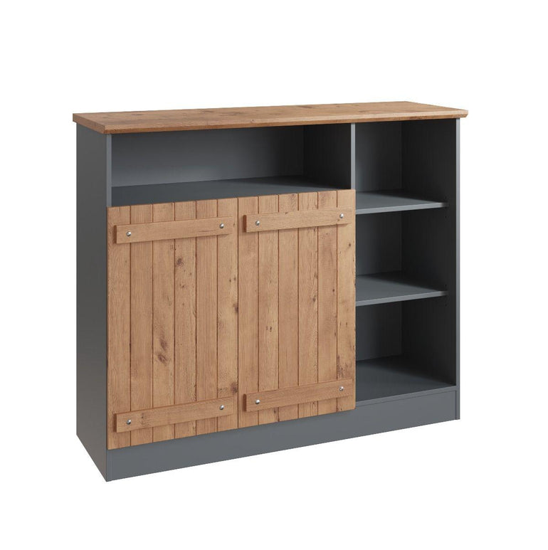 Cottage Living Door Sideboard Wotan Oak Dark Grey allhomely