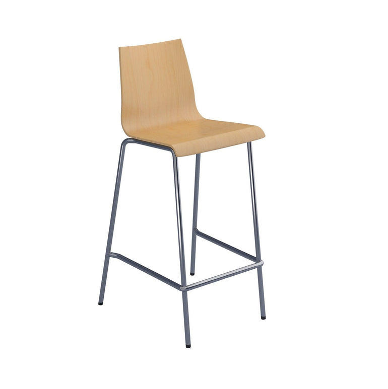 Fundamental dining stool in beech with chrome frame - Office Products Online