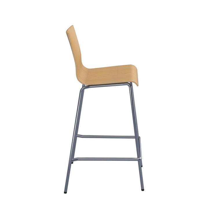 Fundamental dining stool in beech with chrome frame - Office Products Online