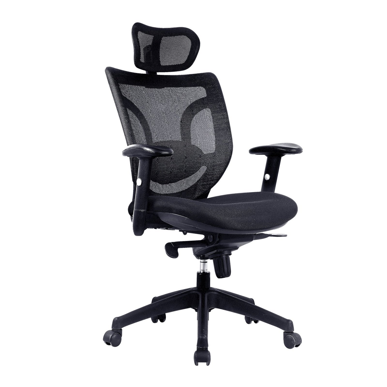 High Back Mesh Synchronous Executive Armchair with Integral Headrest - Black - Office Products Online