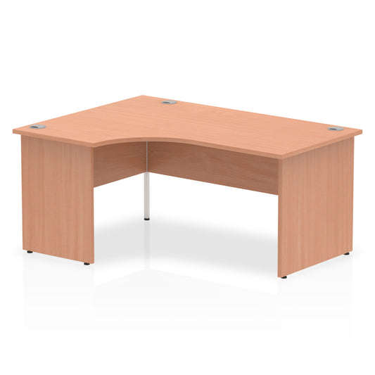 Impulse 1600mm Left Crescent Corner Desk with Panel End Leg - MFC Material, 5-Year Guarantee, Self-Assembly, 1600x1200mm Top, White Frame