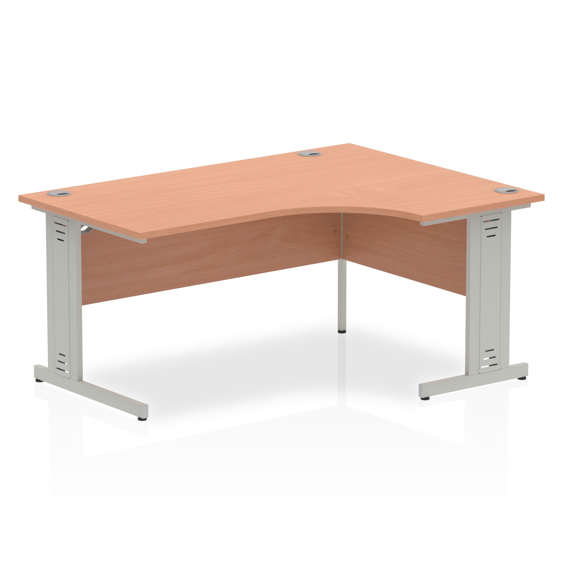 Sturdy & Heat-Resistant Freestanding Corner Desk | Dynasty 1600mm Right Crescent with Cable Management Leg