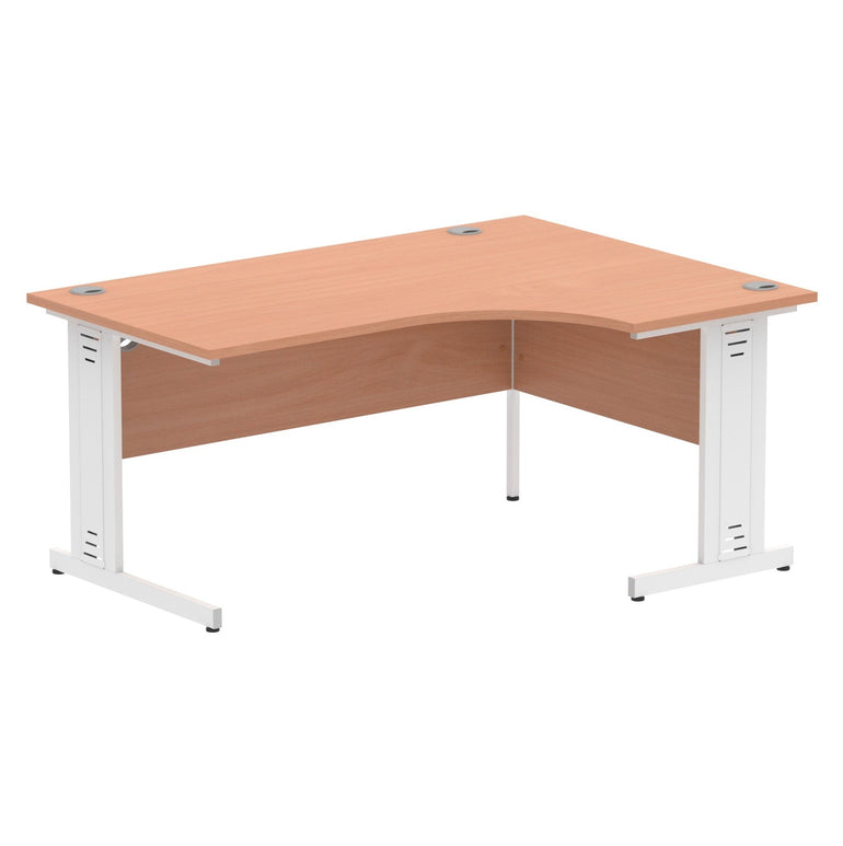 Sturdy & Heat-Resistant Freestanding Corner Desk | Dynasty 1600mm Right Crescent with Cable Management Leg