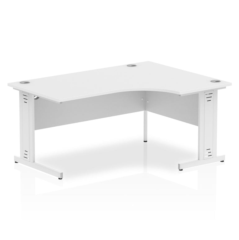 Sturdy & Heat-Resistant Freestanding Corner Desk | Dynasty 1600mm Right Crescent with Cable Management Leg