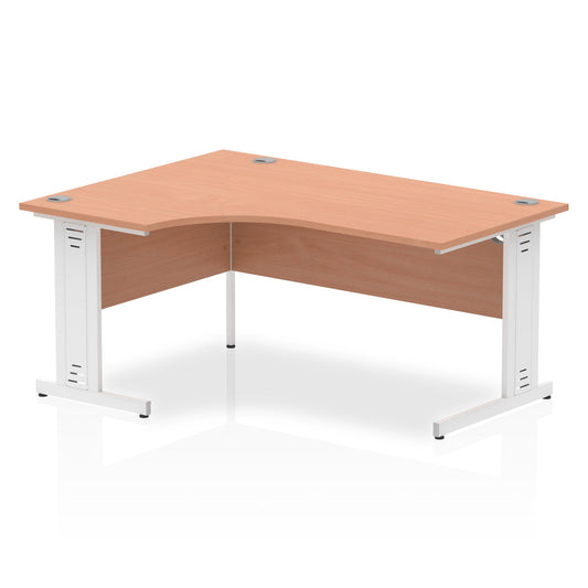 Dynasty Freestanding Corner Desk | Cable Managed Leg | Sturdy & Weather Resistant | 1600mm Left Crescent | Melamine Finish