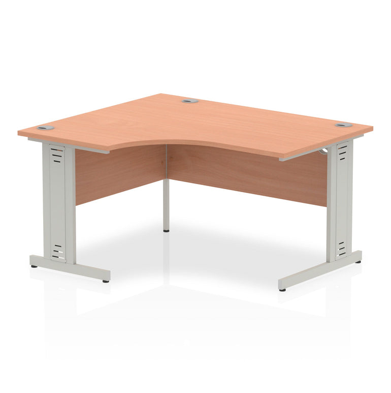 Dynasty 1400mm Left Crescent Corner Desk | Cable Managed Leg | Sturdy Build | Melamine Finish