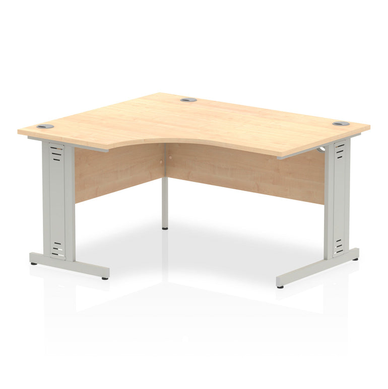 Dynasty 1400mm Left Crescent Corner Desk | Cable Managed Leg | Sturdy Build | Melamine Finish