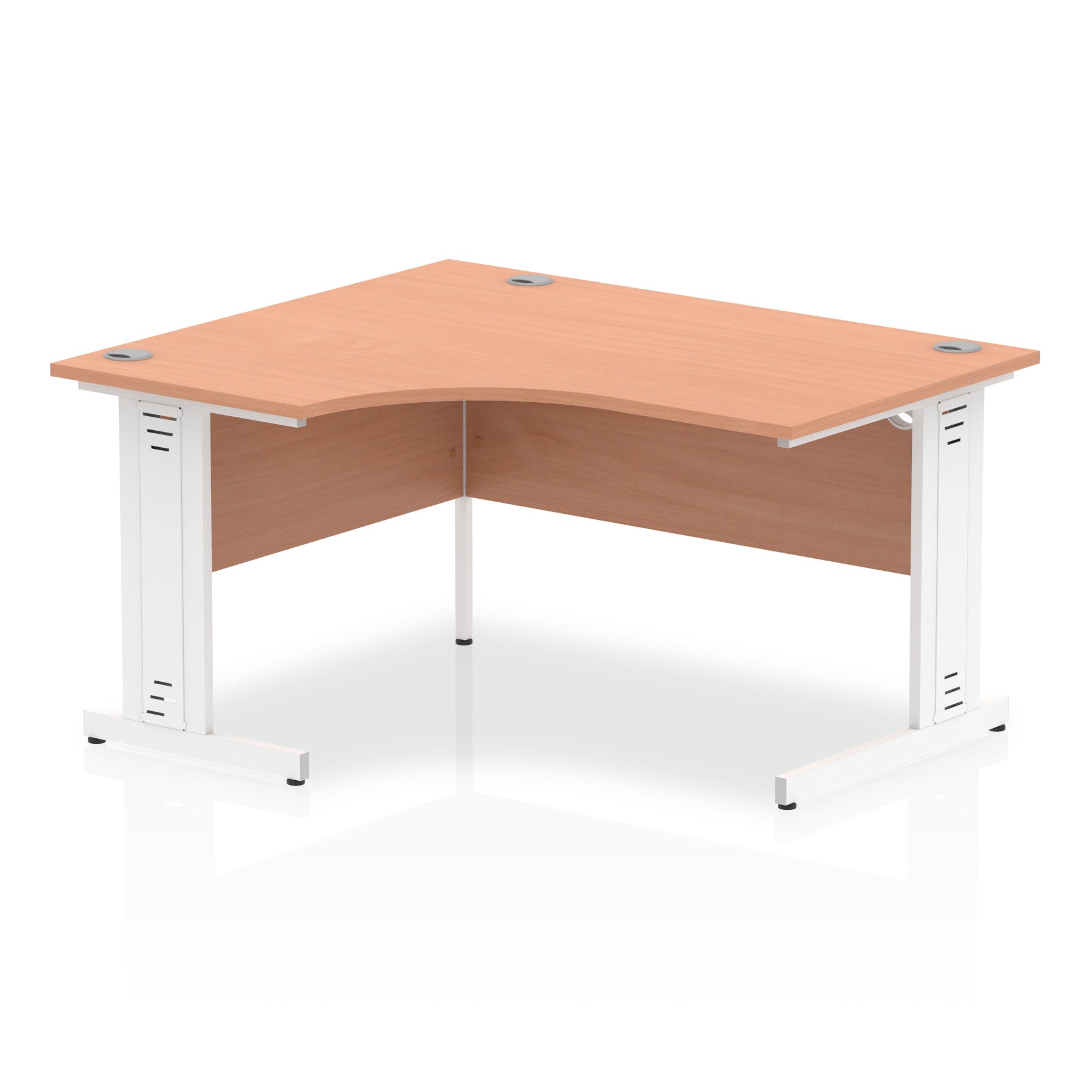 Dynasty 1400mm Left Crescent Corner Desk | Cable Managed Leg | Sturdy Build | Melamine Finish