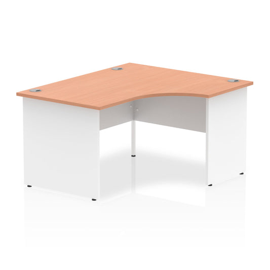 Impulse 1400mm Right Crescent Corner Desk with Panel End Leg - 1400x1200 MFC Top, Self-Assembly, 5-Year Guarantee, White Frame