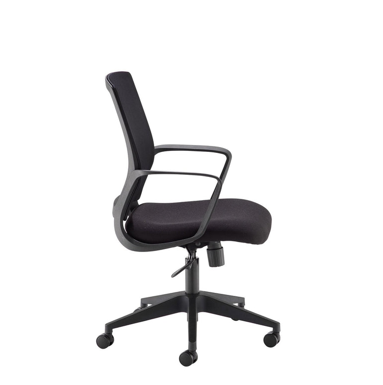 Jonas mesh back operator chair with fabric seat and black base - Office Products Online
