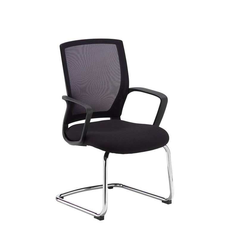 Jonas mesh back visitors chair with black fabric seat and chrome cantilever frame - Office Products Online