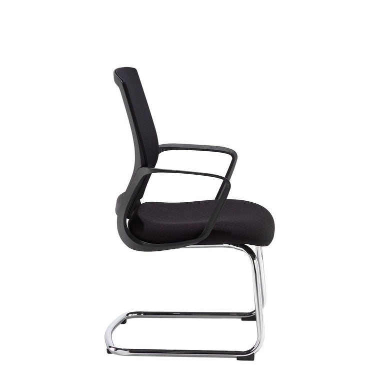 Jonas mesh back visitors chair with black fabric seat and chrome cantilever frame - Office Products Online