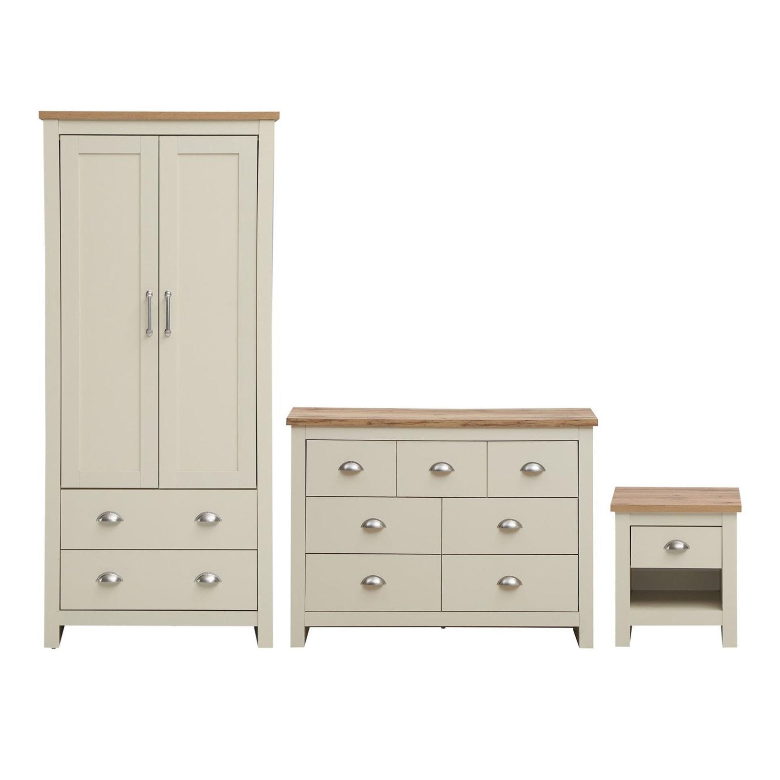 Lisbon Piece Bedroom Set Door Wardrobe, Chest Drawer Bedside allhomely