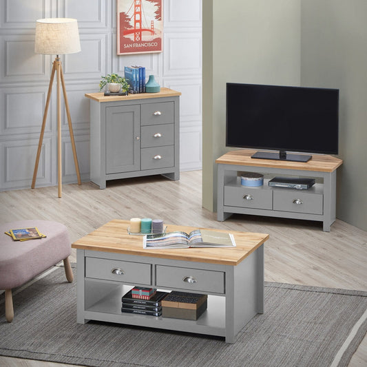 Lisbon Piece Set Corner TV Unit Drawers, Door Drawer Sideboard, Coffee Table allhomely