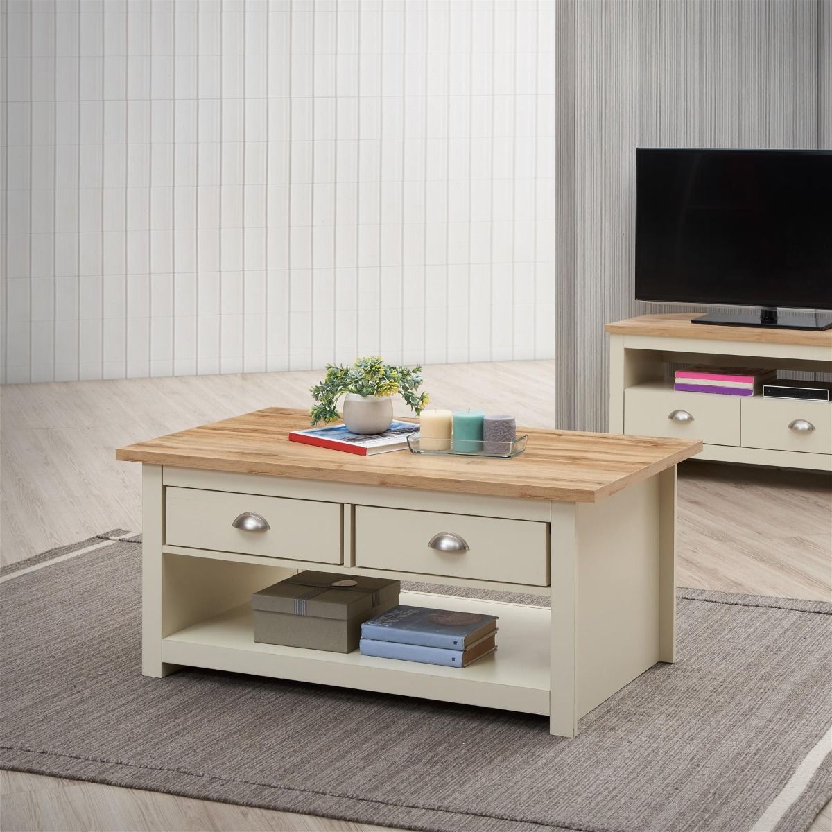 Lisbon Piece Set Corner TV Unit Drawers, Doors Drawer Sideboard, Coffee Table allhomely