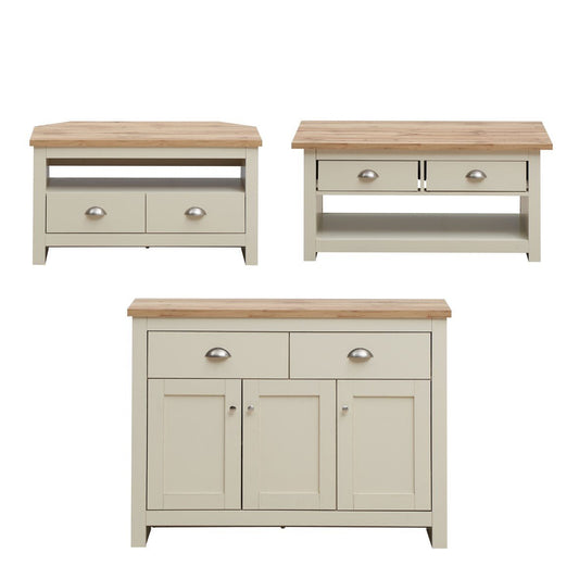 Lisbon Piece Set Corner TV Unit Drawers, Doors Drawer Sideboard, Coffee Table allhomely