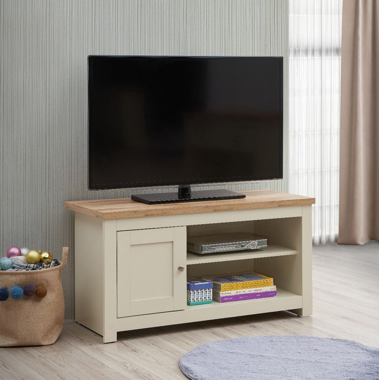 Lisbon TV Unit with 1 Door 2 Shelves allhomely