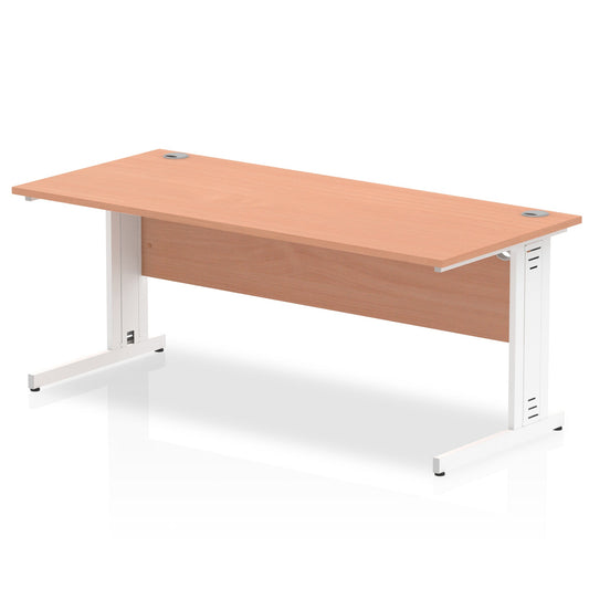 Impulse 1800mm Straight Desk with Cable Managed Leg - MFC Rectangular Table, Self-Assembly, 5-Year Guarantee, Silver/White Frame (1800x800x730mm)