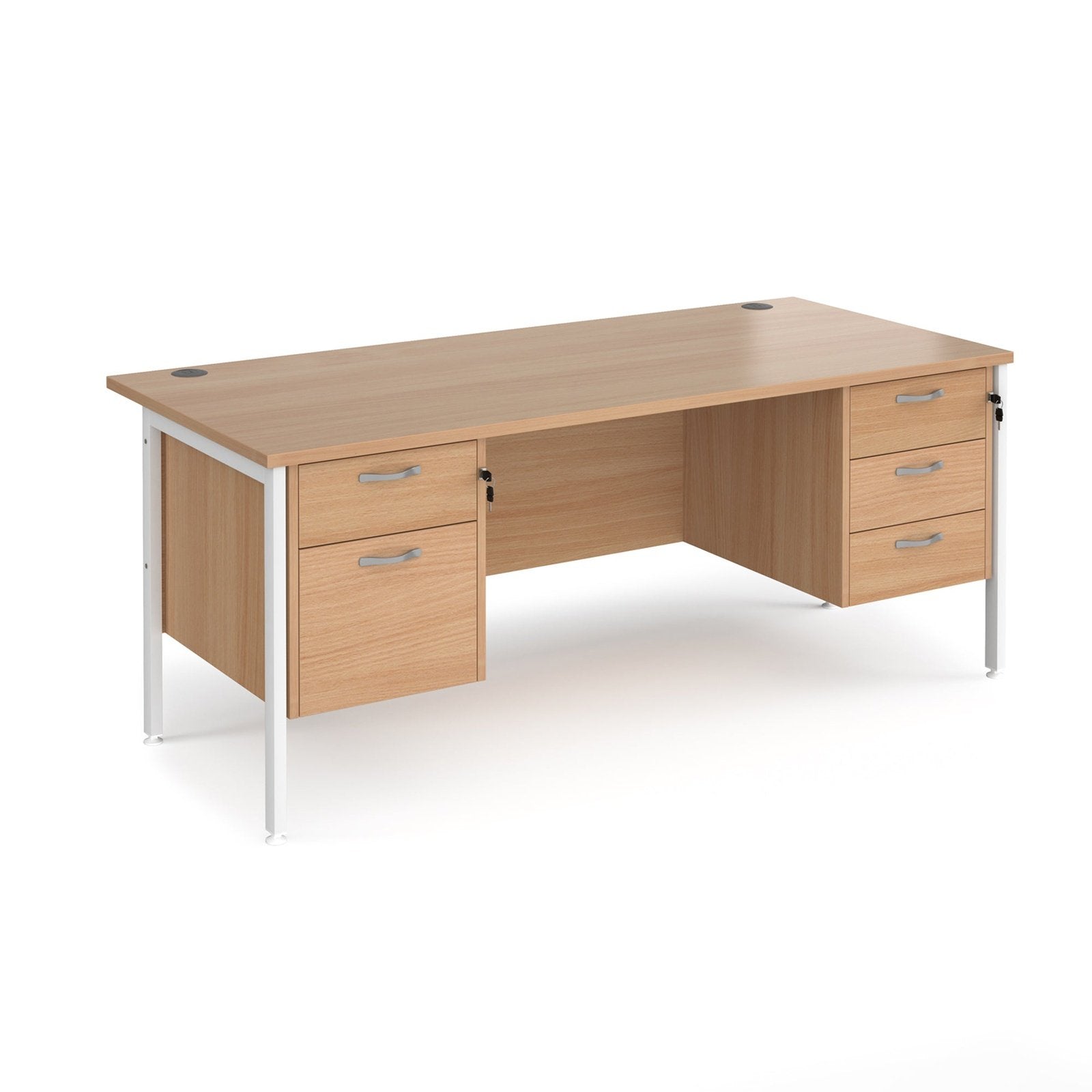 Maestro 25 H-Frame leg straight desk 800 deep with 2 and 3 drawer pedestals - Office Products Online
