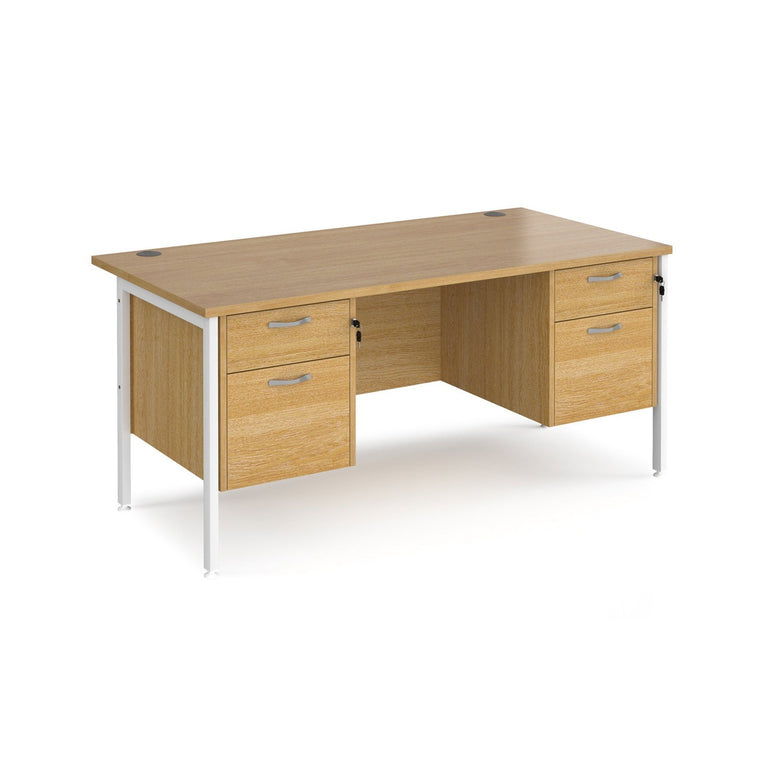 Maestro 25 H-Frame leg straight desk 800 deep with two x 2 drawer pedestals - Office Products Online