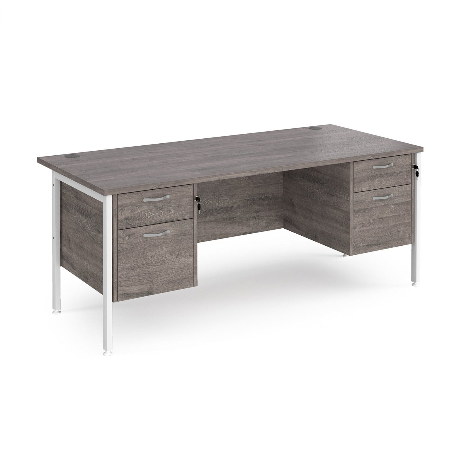 Maestro 25 H-Frame leg straight desk 800 deep with two x 2 drawer pedestals - Office Products Online