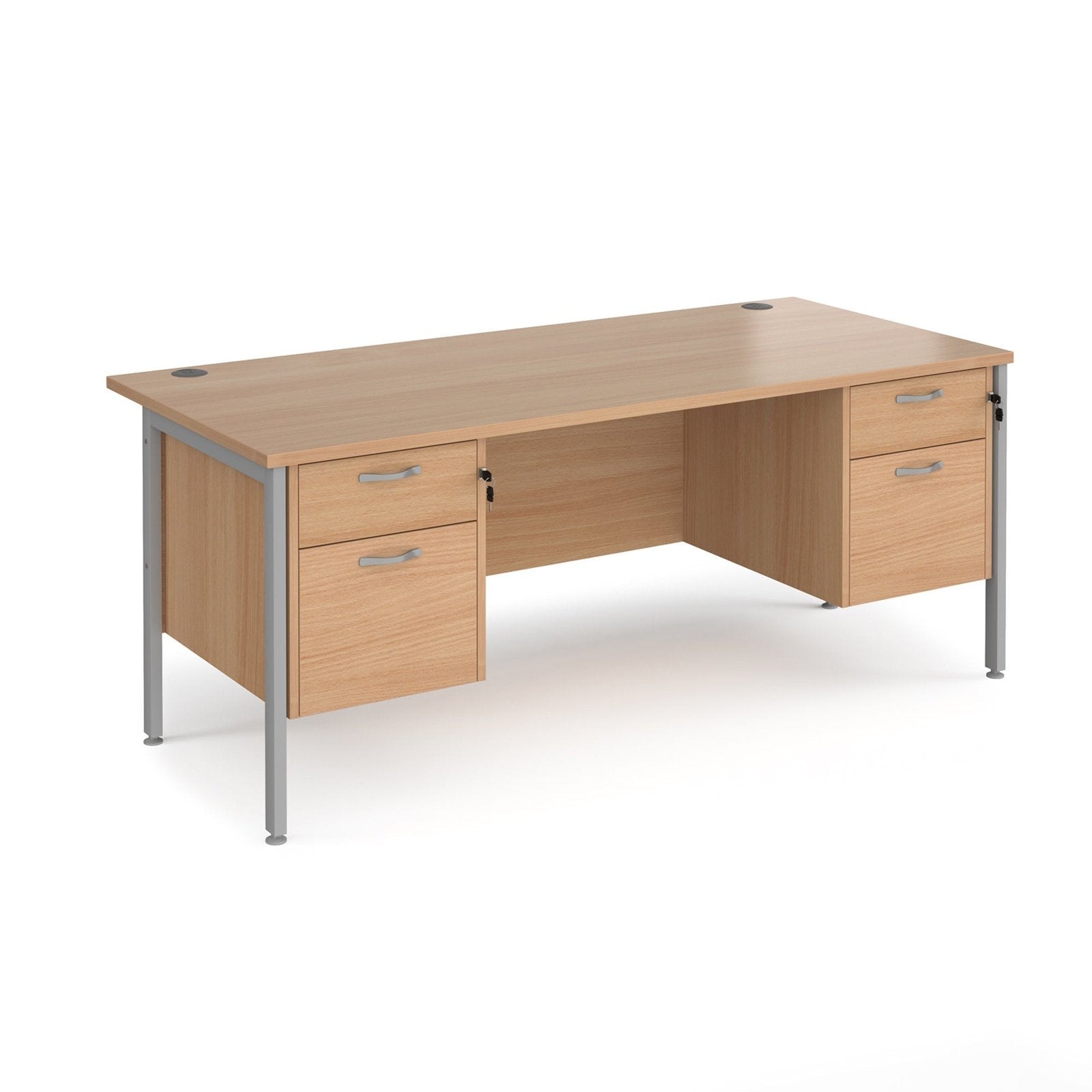 Maestro 25 H-Frame leg straight desk 800 deep with two x 2 drawer pedestals - Office Products Online